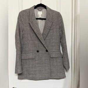 H&M Grey Plaid Blazer XS NWOT